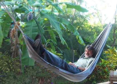 David Sankoff on a hammock